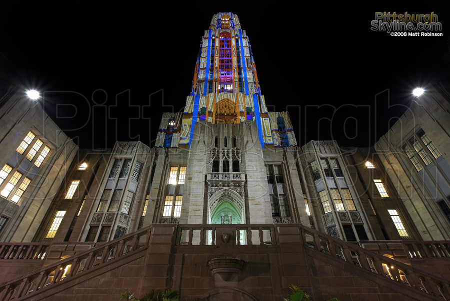 Festival of Lights projecting on the Cathedral of Learning.
